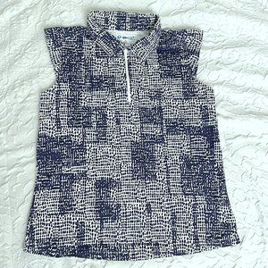 EUC IBKUL Women’s Activewear Top Size Medium Sleeveless Navy Blue Golf Tennis